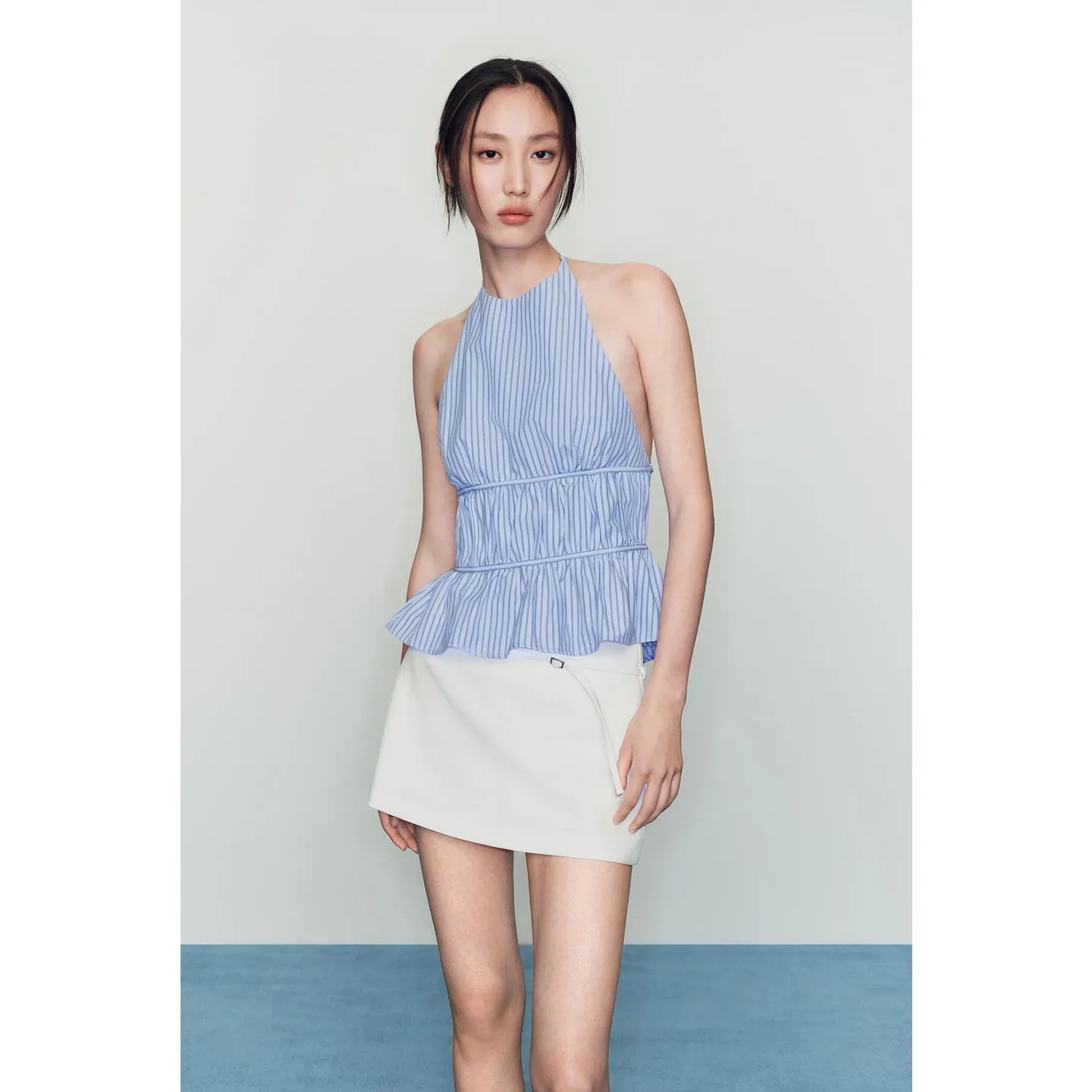 New Summer Women's Fashion Metal Buckle Zipper High Waist Short A-Line Skirt Pants Polyester Fiber Slim Fit mid Waist Design