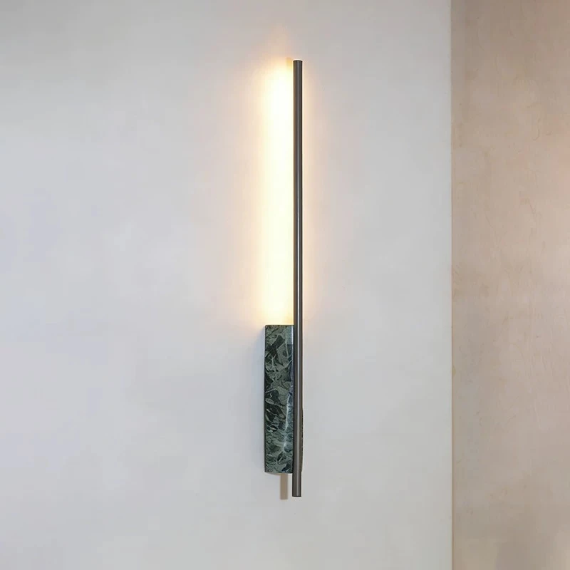 Green Marble Wall Lamp Italian Designer LED Wall Sconces Bedroom Bedside Dining Room Long Pole Illumination Embellish Wall Light