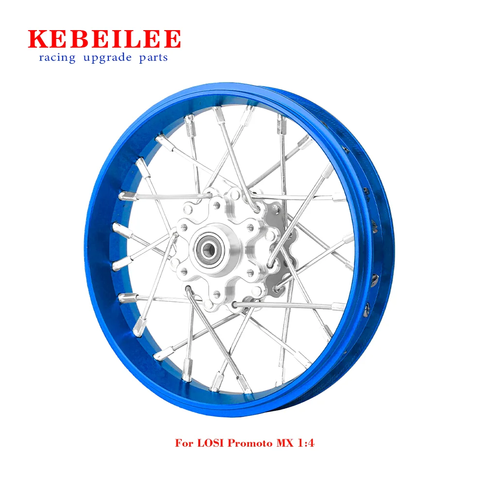 KEBEILEE CNC Aluminum Front Wheel V2 For LOSI Promoto MX motorcycle  1:4 Blue