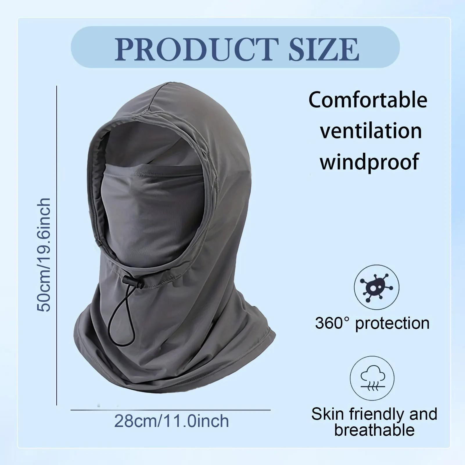 1/2 Stück Sturmhaube für Herren und Damen, Gesichtsmaske, Sonnenschutz/UV-Schutz, atmungsaktiv, lange Halsabdeckungen für Radfahren, Motorrad, Angeln – Detail 5