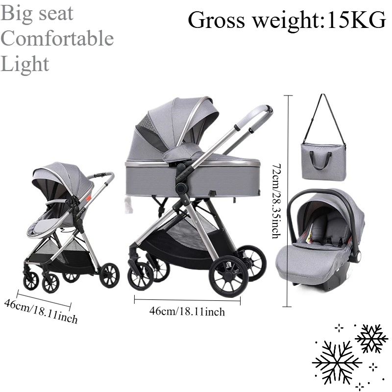 

Strolle Two-way High Landscape Three-in-one Multi-functional Folding Shock-absorbing Newborn Car Lightweight