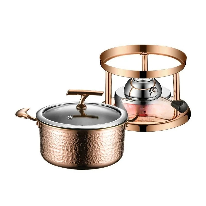 

New 304 stainless steel single large capacity hammer hot pot universal one person induction cooker gas soup pot