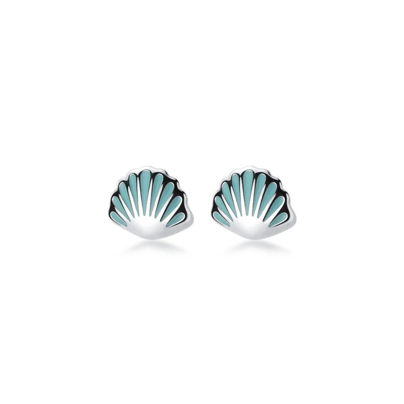 MODIAN Blau Emaille Schönen Winzigen Shell Stud Ohrring für Frauen Mode 925 Sterling Silber Tier Ohr Pin Feine Schmuck Accessoriees