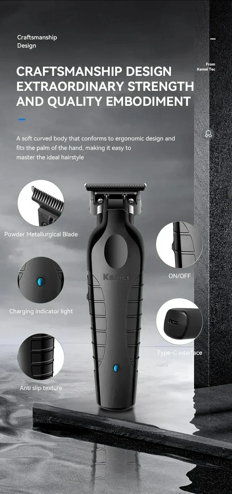 Kemei KM-2296 KM-2299 KM-T95 Professionelles Haarschneidemaschinen-Set oder Klingenrasierer, männliche Haarschneidemaschine, Trimmermaschine für Herren – Detail 7