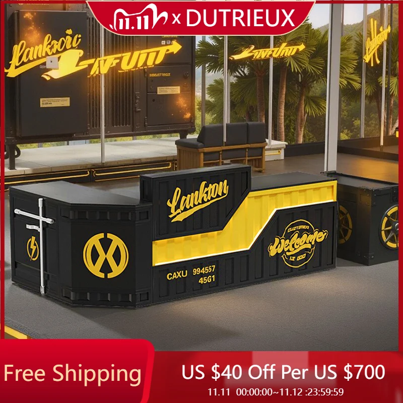 

Stainless Steel Shop Reception Desks Modern Design Counter Commericial Reception Desks Checkout Sales Bureau Office Furniture