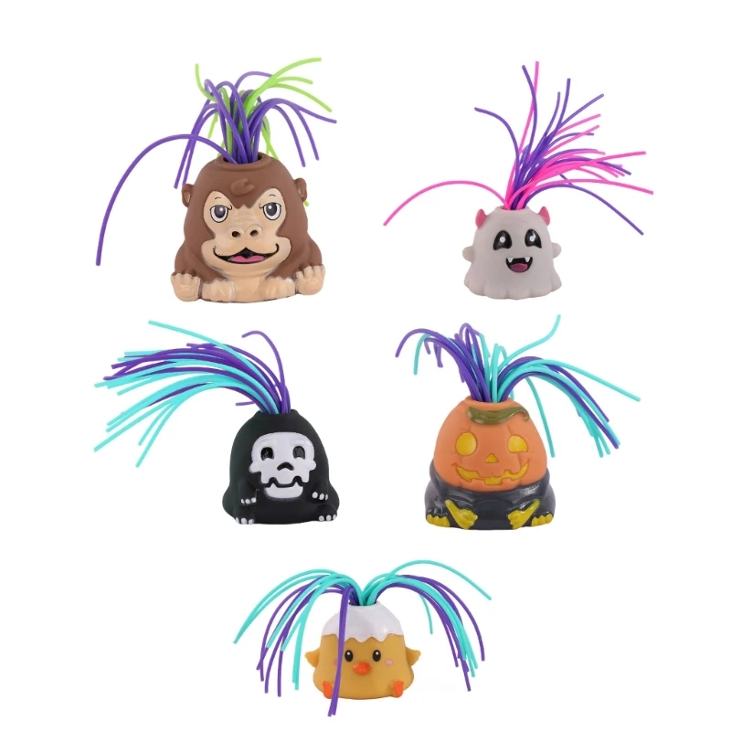 

Halloween Skull Funny Screaming Toy Hair Pulling Toy Colorful Long Hair Toy Superrr Soft Office Decompression