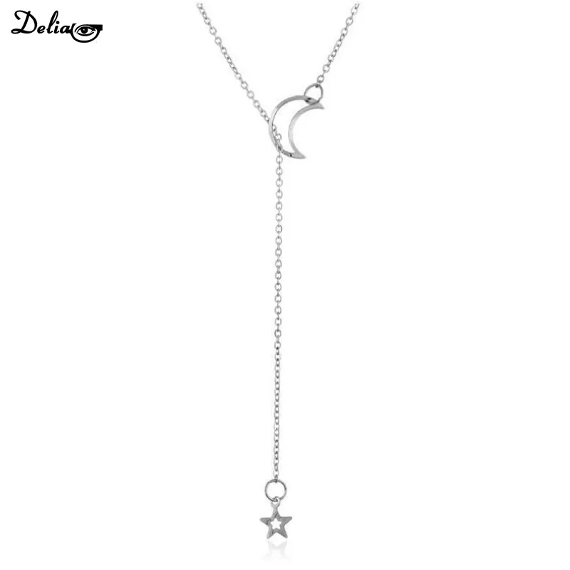 New Fashion Jewelry Star Moon Choker Necklace Gift for Women Girl Gold Color Chain Hollow Star Pendant Necklace Drop Shipping