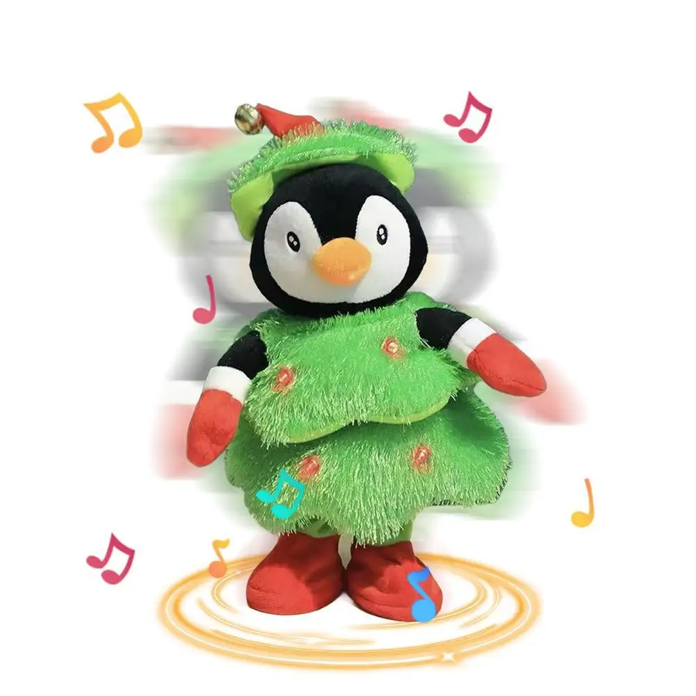 Electric Singing Dancing Christmas Penguin Plush Toy Music Tree Decor Stuffed Animal Talking Toy For Xmas Holiday Gift