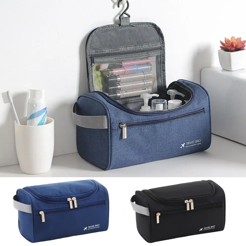 Cosmetic Bag High Capacity Dust-proof Waterproof Oxford Cloth Men Travel Hanging Wash Pouch for Business Trip