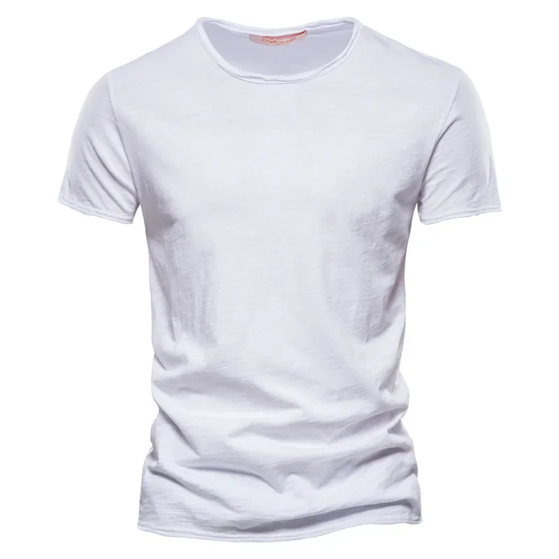 Hoge Kwaliteit Effen Kleur T-shirt Mannen Casual O-hals Top Tees Mannen Zomer Nieuwe Klassieke 100% Katoenen T-shirt Voor Mannen