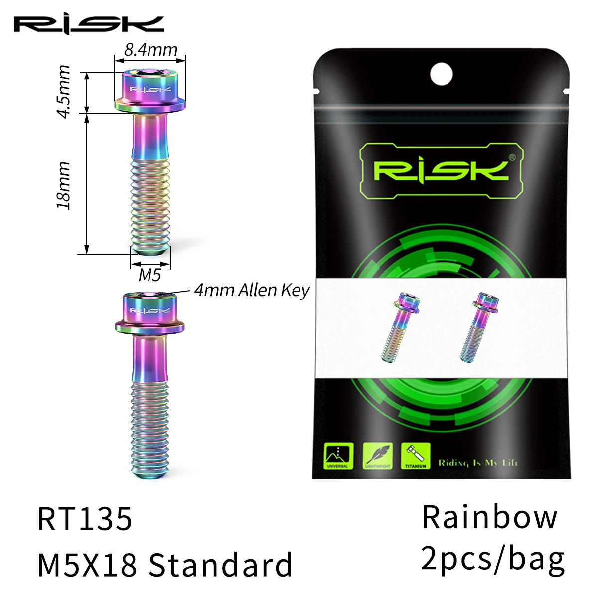 RISK Titanium bicycle seatpost clamp bolt M5x18  Mountain Road bicycle Seat Clamp Screw fixing Screws stem bolt Cycling parts view 6