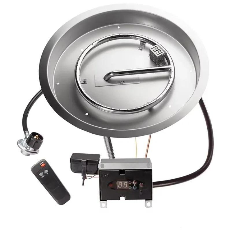 Round Stainless Steel  Electronic Ignition  Remote Control Fire Pit Burner Kit