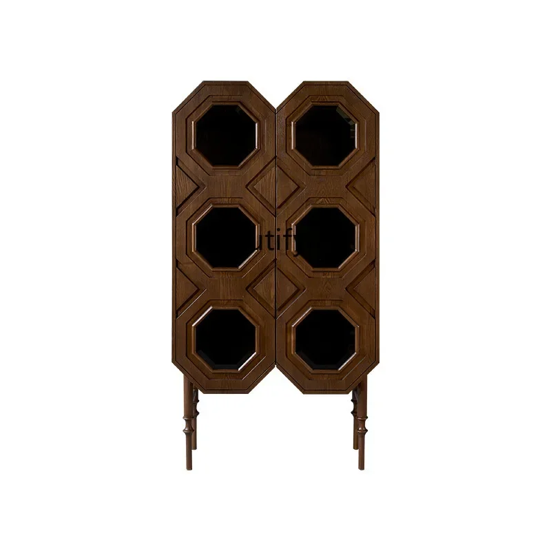

Solid wood display cabinet Nordic design living room wine cabinet wabi sabi medieval home living room side cabinet