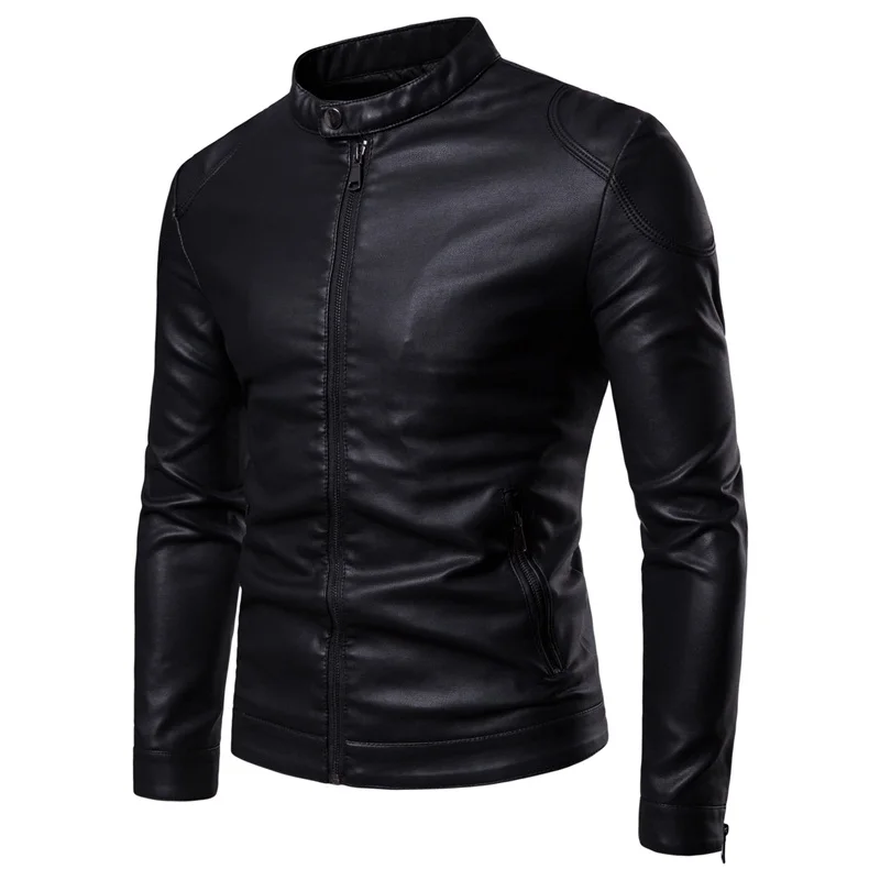 

Men's PU Leather Jacket Fashion Trend Korean Slim Fit Coats New Spring Autumn Male Leather Jacket Motorcycle Jacket