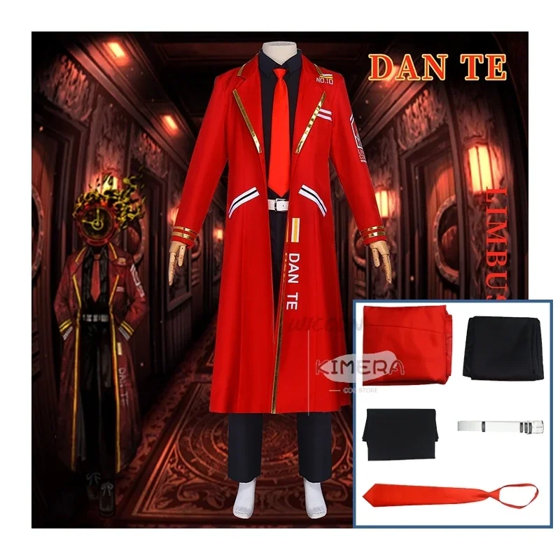 Game limbus company cosplay Dante costume red long coat Dan Te uniform suit men women Halloween party carnival wherein outfits