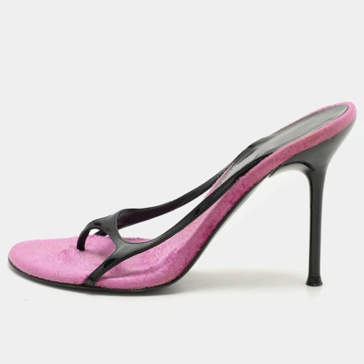 

Arden Furtado Summer Black Fine ribbon Pinch toe Slippers Round toe pull-on Super high heel flip-flop Mixed Colors Banquet shoes