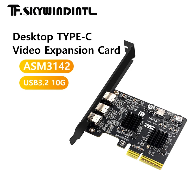 

Настольная карта расширения видео TYPE-C USB3.2 GEN2 Порт дисплея 10 Гбит/с Выходная видеокарта 4K 60 Гц для настольного компьютера USB HDMI VGA HUB