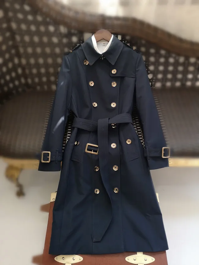 lingzhiwu Trench Coat Classic Spring Female Medium Length Fashion Double Breasted Top Slim British Outerwear New Arrival