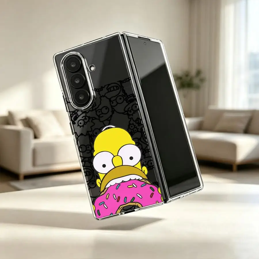 Cartoon Cute Simpson Case for Samsung Galaxy Z Fold 8 Ultra ZFold3 Z Fold 7 6 5 4 3 ZFold4 ZFold7 ZFold6 ZFold5 Transparent Soft