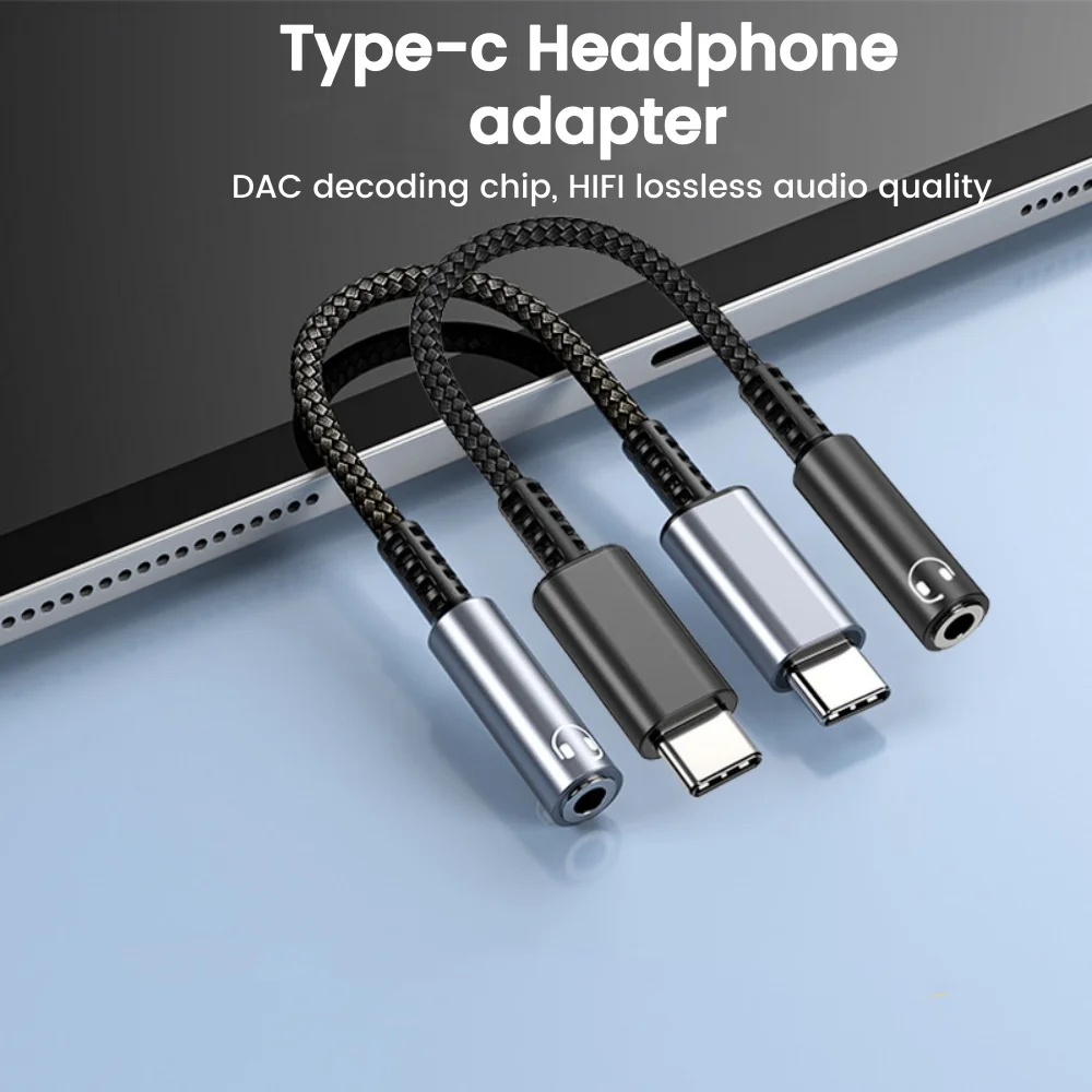 Type-c to 3.5mm Jack Headphone Audio Cable Adapter USB-C 3.5mm Aux Adapter for iPhone15/16 Samsung Jack OTG Cable Converter