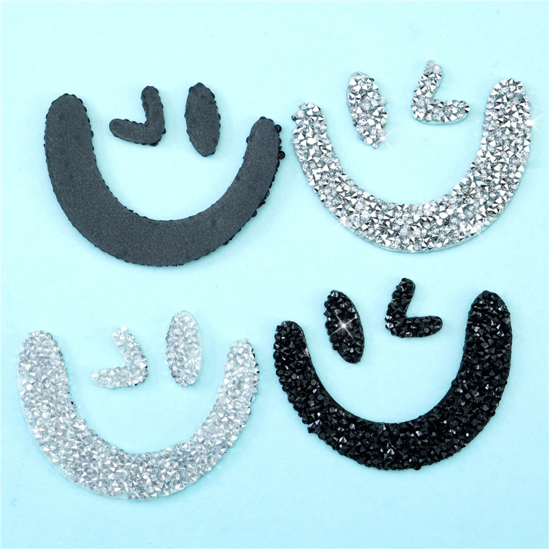 Crystal Rhinestone Smile Iron on Patches Applique for Clothing Shoe Bag Sticker Stripes Clothes Sticker Accessories