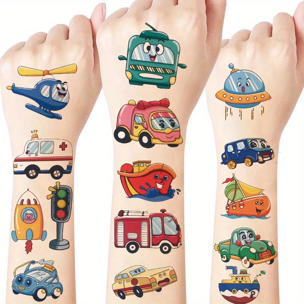17sheets 102 Patterns Racing Vehicles Car Temporary Tattoo Fake Tattoo Sticker Party Discount Set