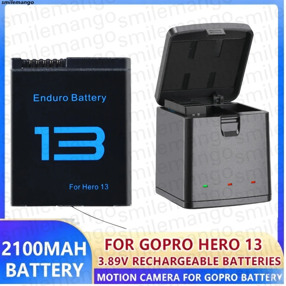 2100mAh Rechargeable Battery FOR GoPro Hero 13 Black Sport Camera Spare Battery & Charger Accessories