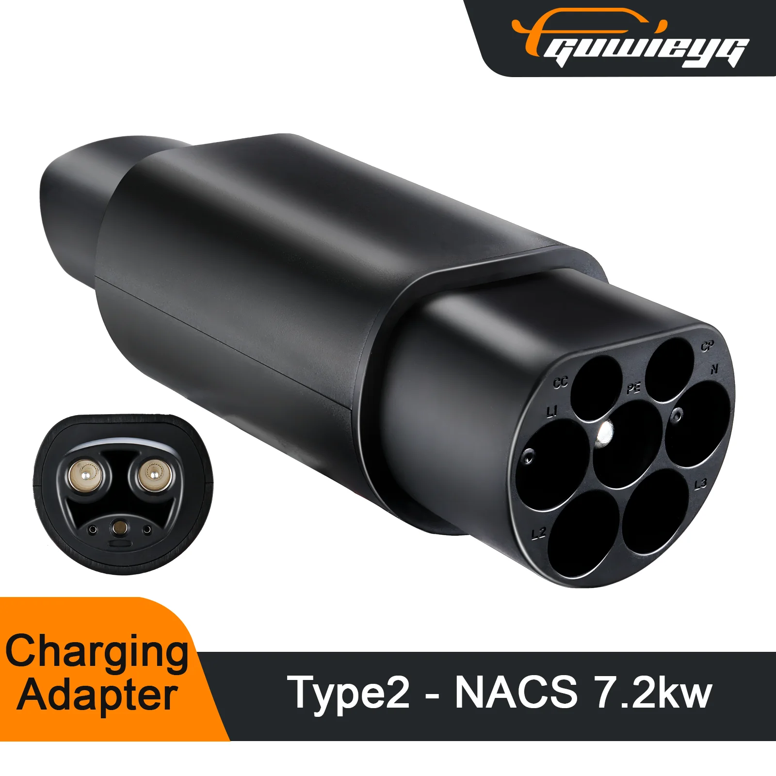 GUWIEYG Type 2 to NACS Adapter AC 7.2KW Type2 Compatible With Tesla Adapter EV Charger IEC62196 for Tesla Adapter Model S/X/3