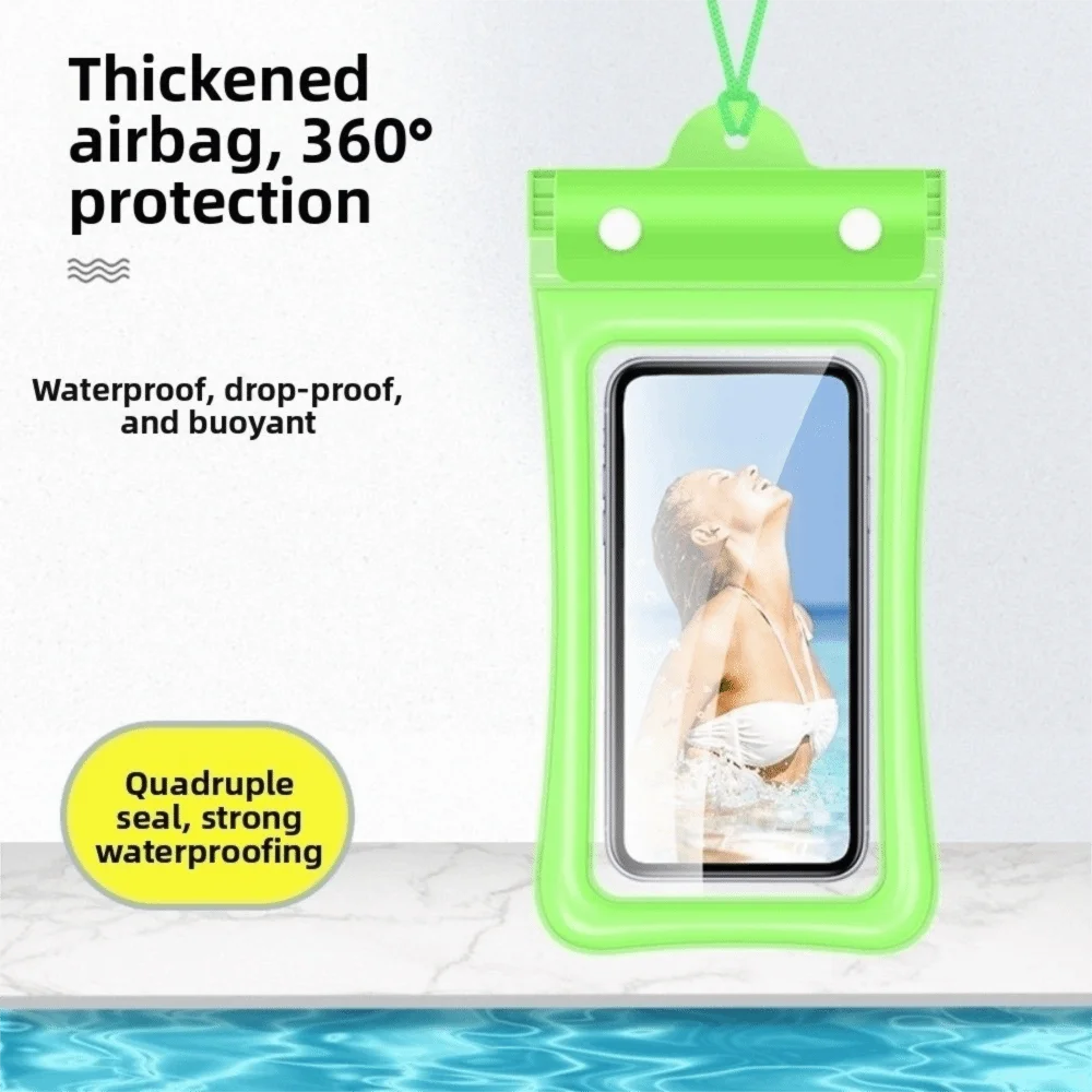 Floating Design Water-Sprinkling Festival Phone Pouch Transparent Touchable Swimming Bag Thickening Airbag Full View