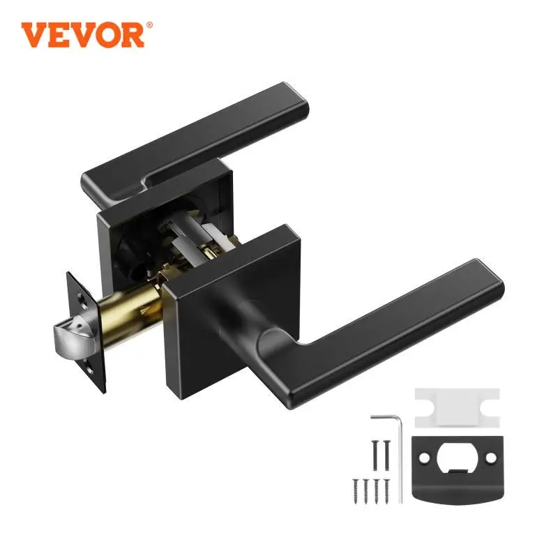 VEVOR Passage and Privacy Door Handle Matte Black Door Lever Left or Right Handing Reversible Lever Square Interior Door Handles