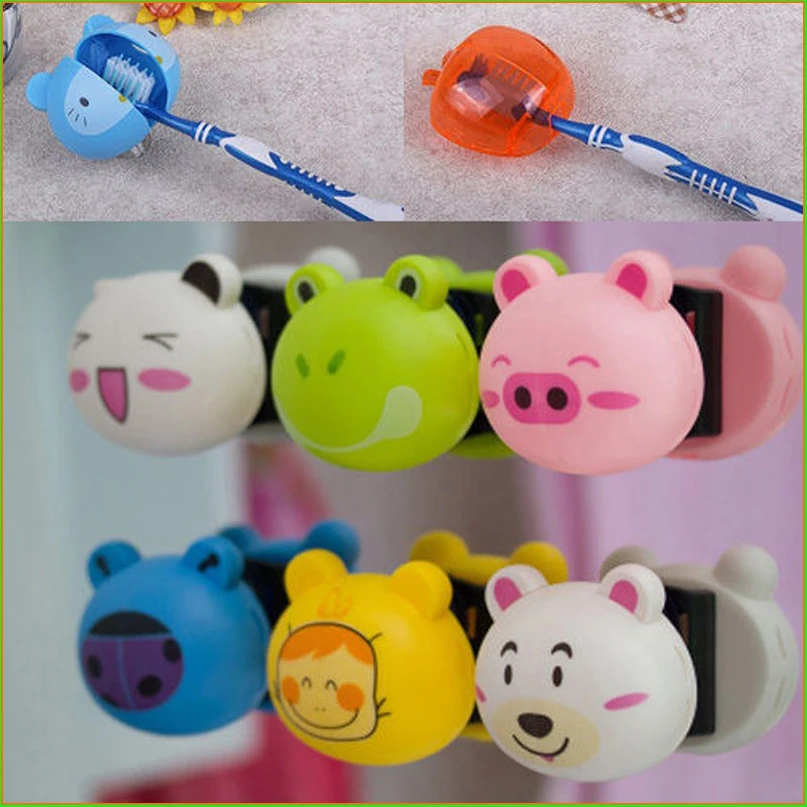 1Pc Cartoon Toothbrush Holder Cute Funny Animal Wall Mount Hooks with Wall Suction Cup Bathroom Decor Accessories Gift for Kids