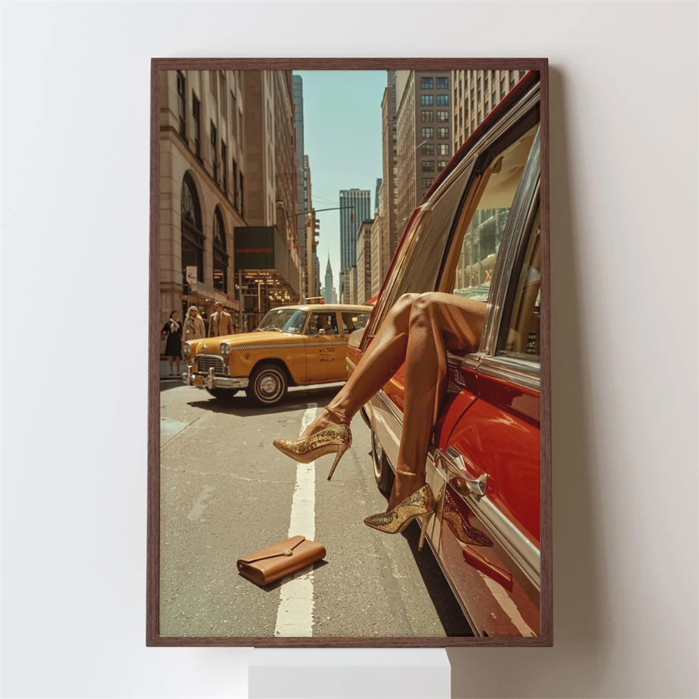 New York Taxi Wall Art Print City Fashion Canvas Painting Urban Chic Statement Poster Home Room Wall Art Office Wall Decoration