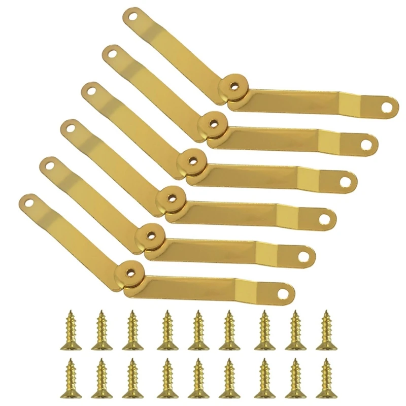 Pack Of 6 Gold Tone Metal Hinges Multipurpose Gold Metal Lid Hinges set for Secure Lid Support In Home Furnishings