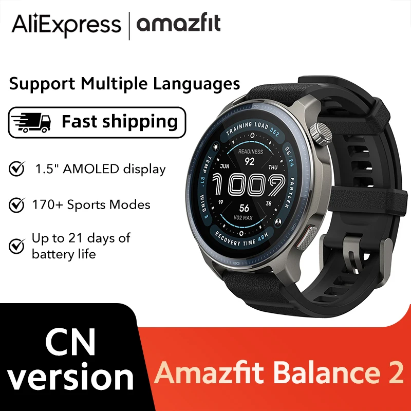 

Amazfit Balance 2, поддержка NFC, несколько языков, умные часы, AMOLED-дисплей 1,5 дюйма, GPS-часы со сверхдлительным сроком службы батареи, 21 день