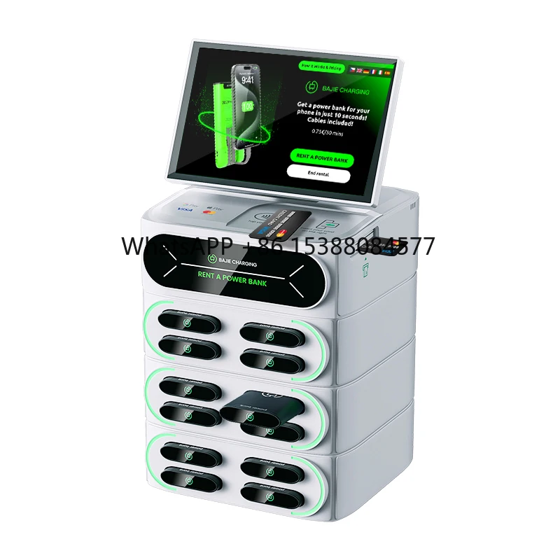 

12 Slots Touch-screen Integrated Stackable Portable Charging Stations 4g Share Power Bank Rental Station 2024 New Products