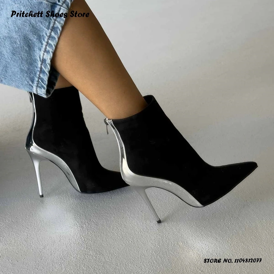 خليط الجلود المشذبة حذاء من الجلد المرأة أشار تو الكعوب رقيقة أحذية مكتب الحفلات ربيع الخريف عودة سستة الجلد المدبوغ الجوارب