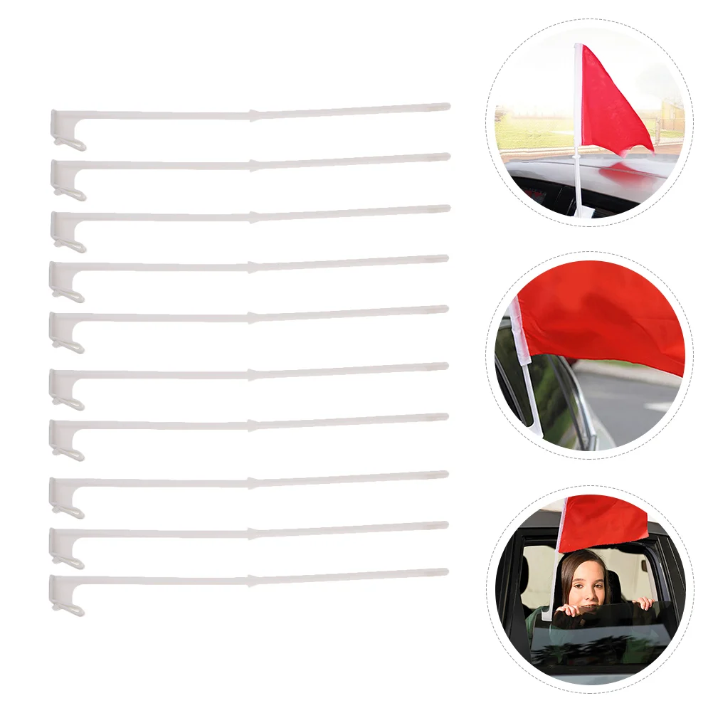 Car Window Flag Pole Mount: 10pcs 38CM Window Flagpoles Nation Flag Support Holder Without Flag for Car Trunk Vehicles