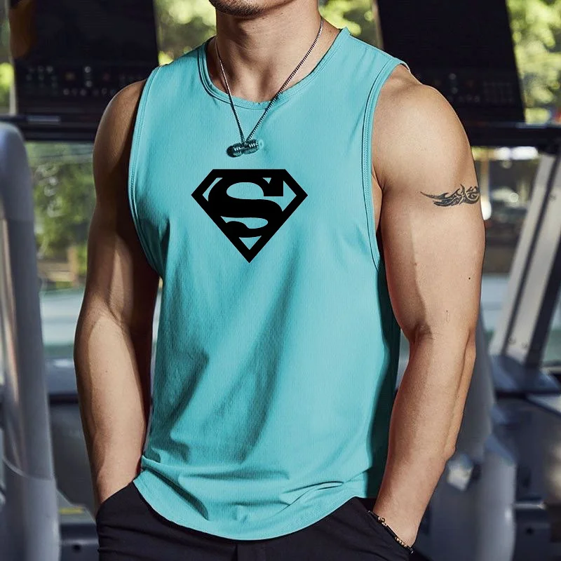 Summer new muscle fitness trend brand quick drying vest, run
