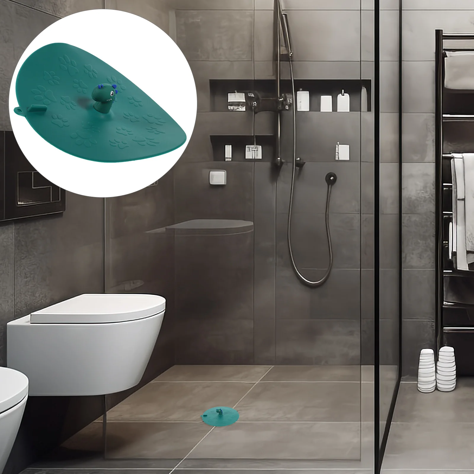 سيليكون غطاء لبالوعة بالأرضية الكرتون ديناصور المضادة للرائحة سهلة التنظيف قابلة لإعادة الاستخدام الحمام حصيرة غطاء لبالوعة بالأرضية اكسسوارات الحمام