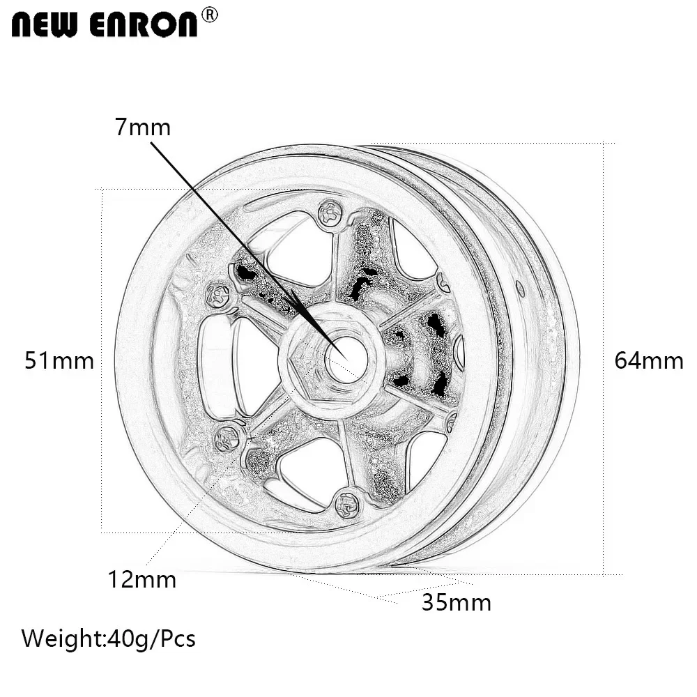 NEW ENRON 2.2 inch 64x35mm Nylon Beadlock Wheel Rims Hub 4Pcs for RC Rock Crawler Car 1/10 Axial SCX10 Wraith YETI RR10 TRAXXAS