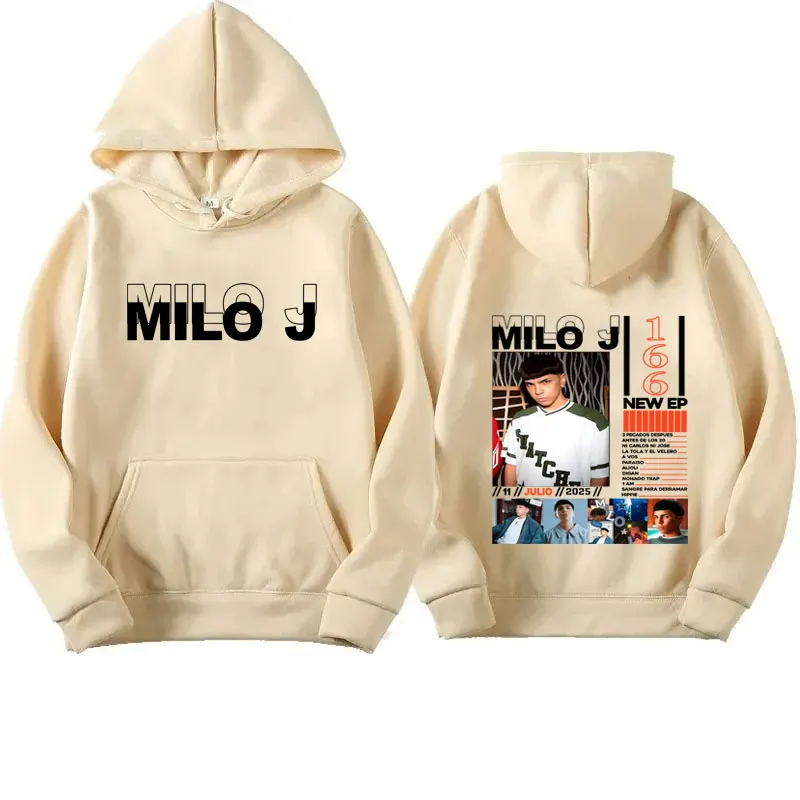مغني الراب ميلو J 511 ألبوم الموسيقى Merch الجمالية هوديي غير رسمي الرجال النساء الهيب هوب Y2k كم طويل البلوز الرجال البلوفرات الموضة