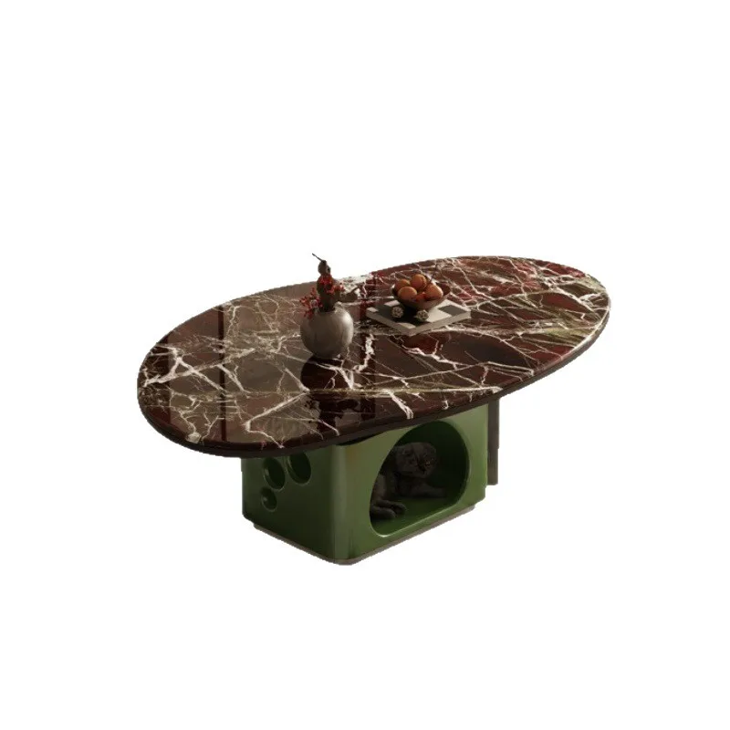 

Italian minimalist imported marble coffee table designer 2025 new light luxury high sense