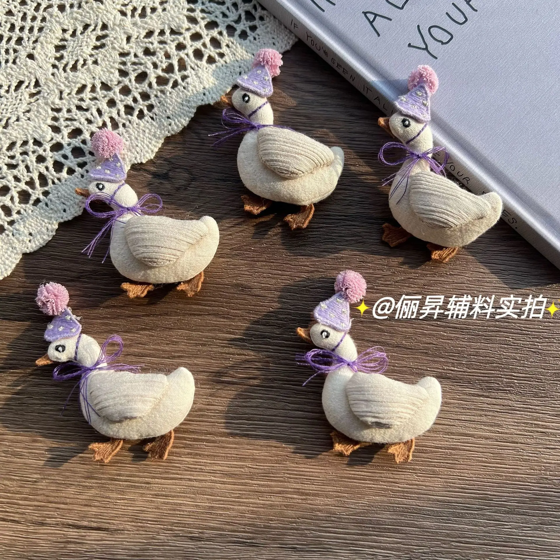 Hair Clip Brooch Cute Cartoon Cotton Linen Filled Purple Goose Kids Apparel Decoration DIY Craft Supply Lightweight Mini