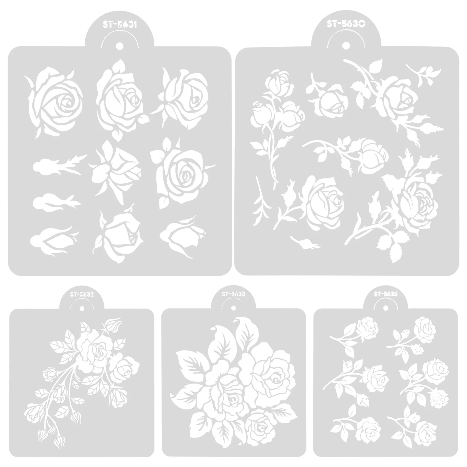 

5 Sheets Rose Template Spring Stencils for Kids Mold Holiday Cards The Pet Journal Painting on Wood Child