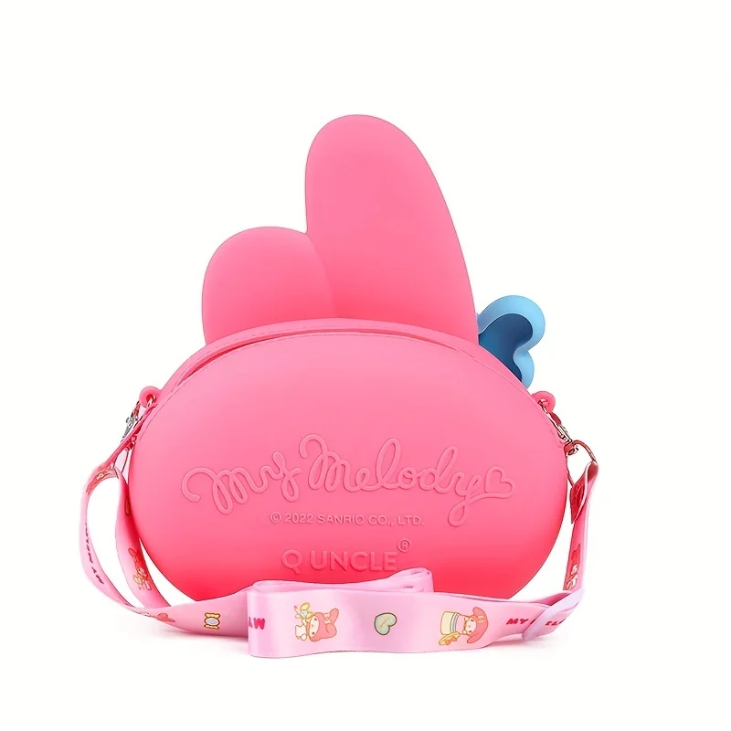 Adorable Sanrio  My Melody Kawaii Bag - Fashionable Zippered Shoulder Purse with Soft Silicone Crossbody Design - Adjustable