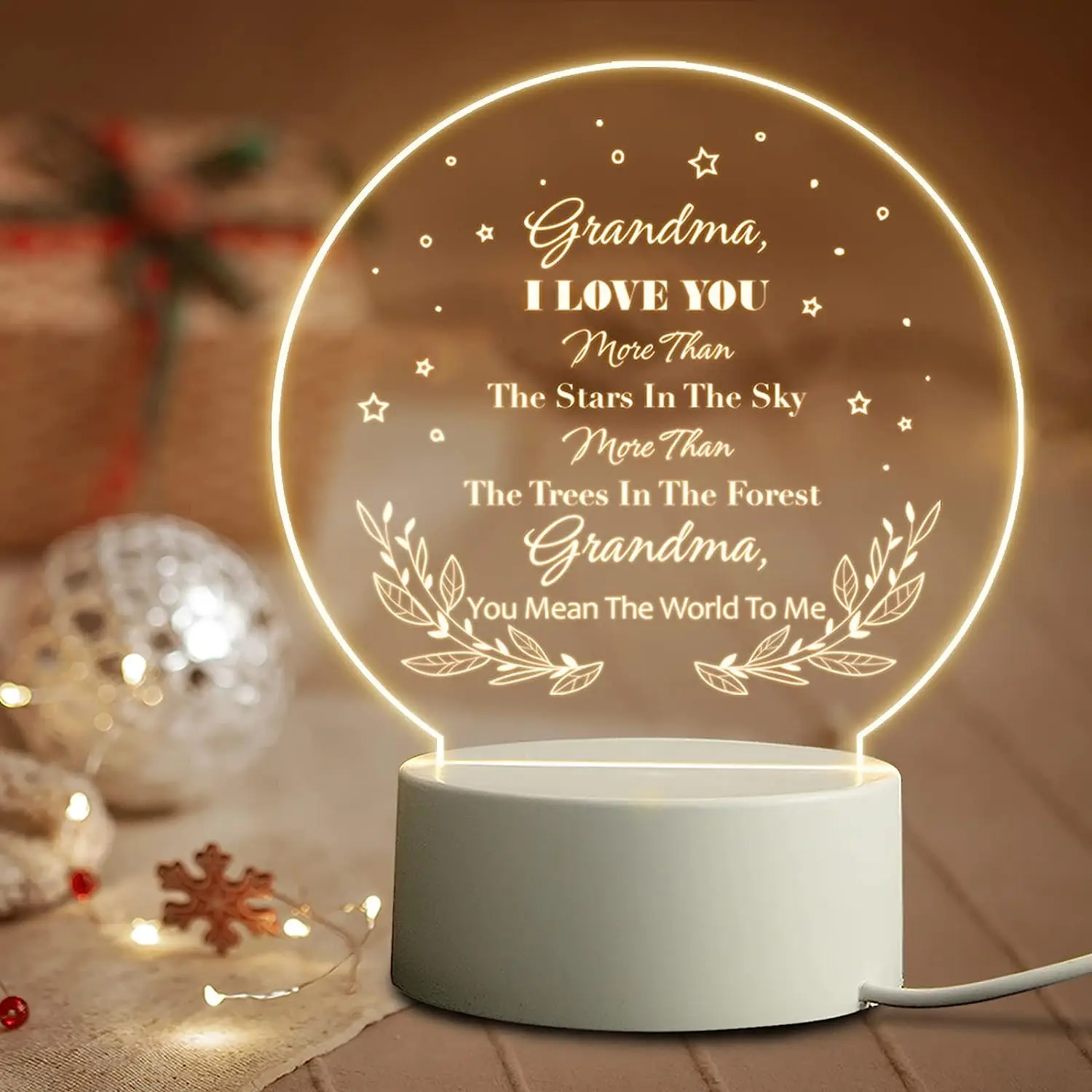 Grandma Beauty  Night Light 3D With Black Base For Bedroom Decor Gift Kids