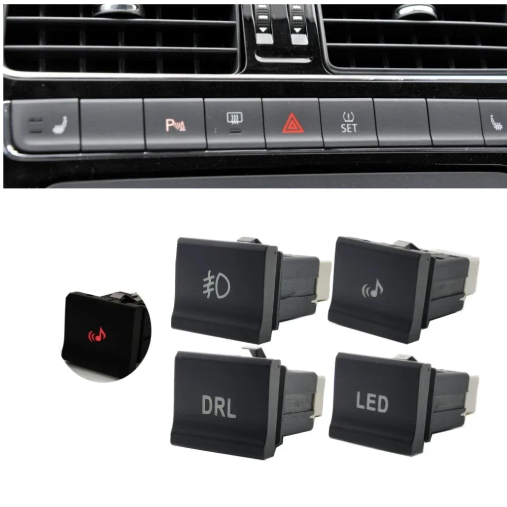 

1PC For VW Polo Car Red LED Light Music LED DRL Front Fog Lamp Switch Push Button Switch with Wire Accessories