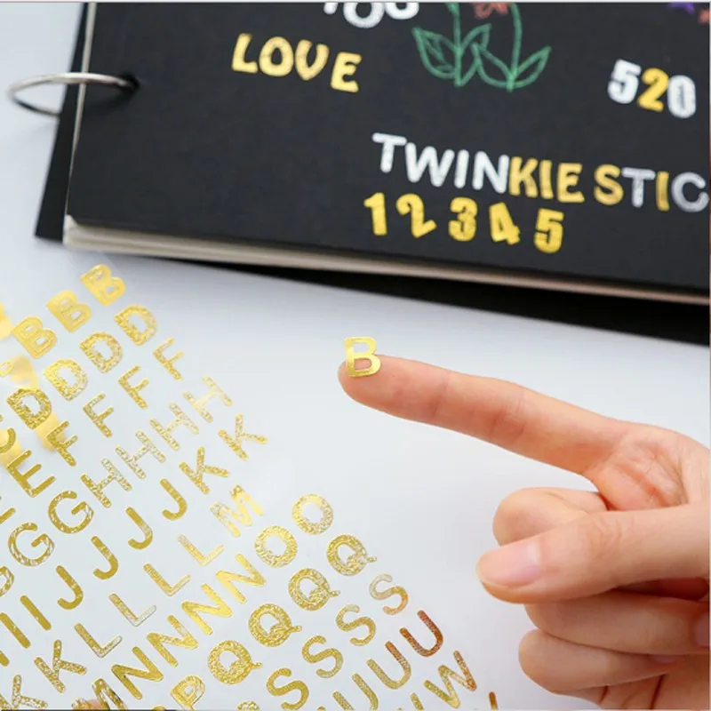 1pcs Bronzing Student Scrapbook Sticker Reward Number Letter DIY Handmade Diary Hand Ledger Retro Decoration Kawaii Sticker