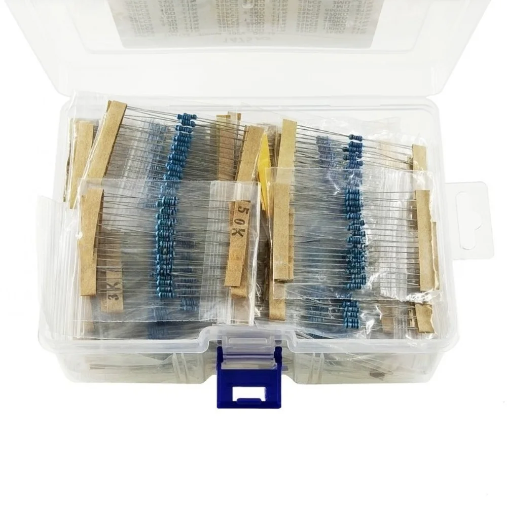 1/4W Metal Film Resistor Kit 1 Percent 1475PCS Assorted Values 5 Band Axial Through Hole DIY Box Set