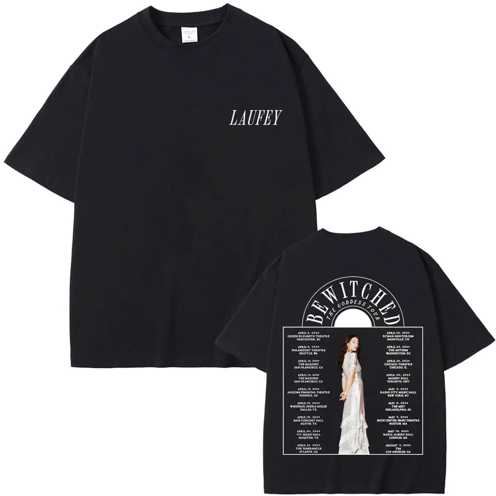 New Hot Sale Singer Laufey Bewitched The Goddess Tour T Shirt Men Women Fashion Oversized T-shirts Men's Casual Cotton Tshirt